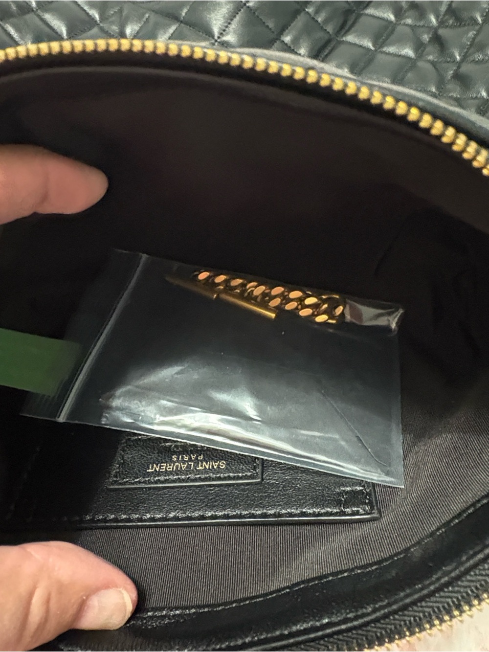 Saint Laurent Black Quilted Leather Tote with Gold Logo Accent - Picture 4 of 11